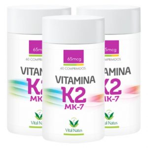 KIT Vitamina K2 - (MK7 Menaquinona) - 60 Cápsulas 65mCg C/ 3 FRASCOS