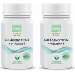 KIT COLÁGENO TIPO 2 + VITAMINA E 320mg C/ 2 FRASCOS 120 CÁPSULAS