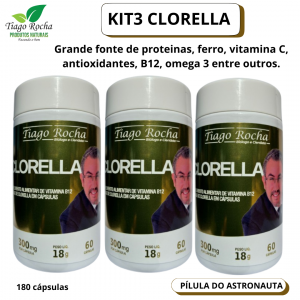 Kit3 Potes Clorella B12 Tiago Rocha