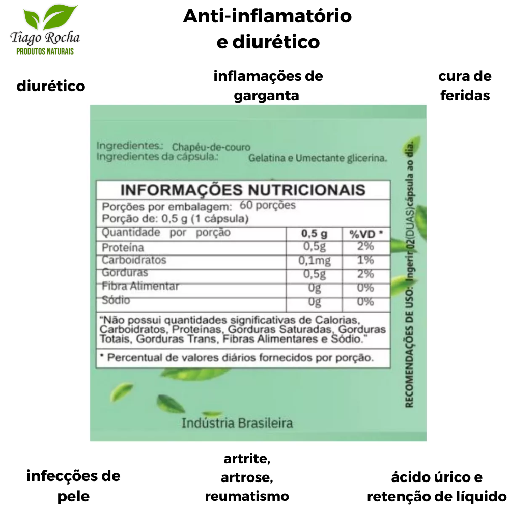 Diurético anti-inflamatório Chapéu de Couro cápsulas