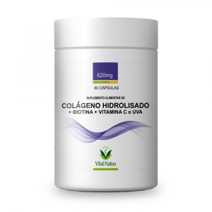COLÁGENO HIDROLISADO + BIOTINA + VITAMINA C E UVA 620mg C/ 60 CÁPSULAS
