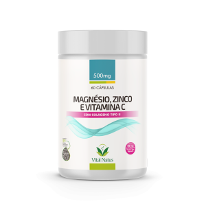 MAGNÉSIO, ZINCO E VITAMINA C, COM COLAGÉNO TIPO II 60caps 490mg