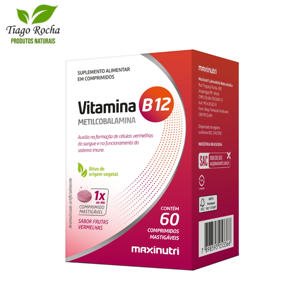 B12 Metilcobalamina mastigável 60 cápsulas