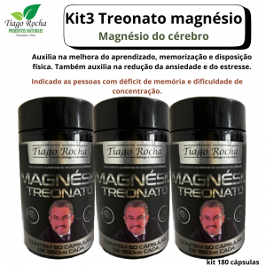 Kit3 potes Magnésio Treonato Tiago Rocha 180 Caps