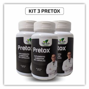 KIT3 PRETOX Carvão Vegetal Tiago Rocha 180 Caps