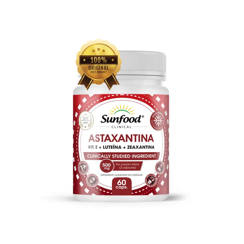 Astaxantina com Vit. E, Luteína e Zeaxantina, 500mg, 60 cáps, Sunfood