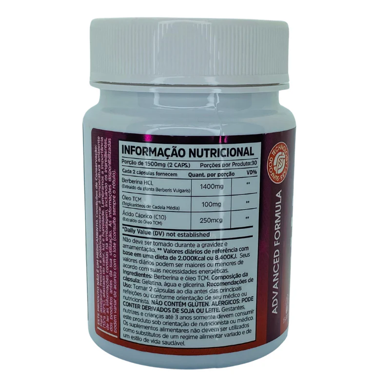 Redutor de peso Berberina Hcl + óleo TCM softgels 1500mg 60 cápsulas - Imagem 2