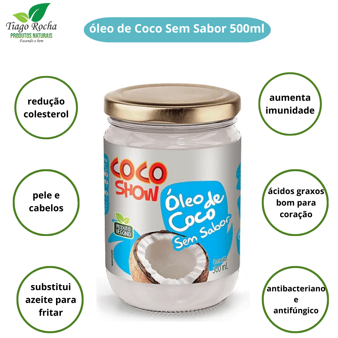 Óleo de coco sem sabor 500ml Vegano Coco Show Copra