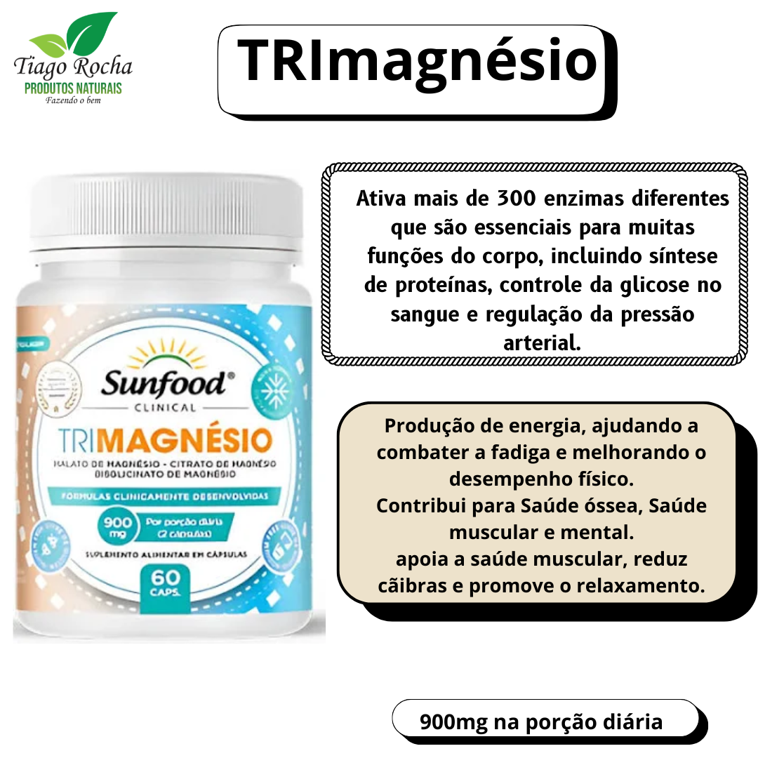 Tri Magnésio Malato Citrato Bisglicinato 900mg