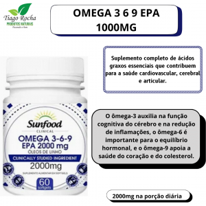 Ômega 3 6 e 9 Óleos de Linho 60 Cáps softgel EPA 1000mg