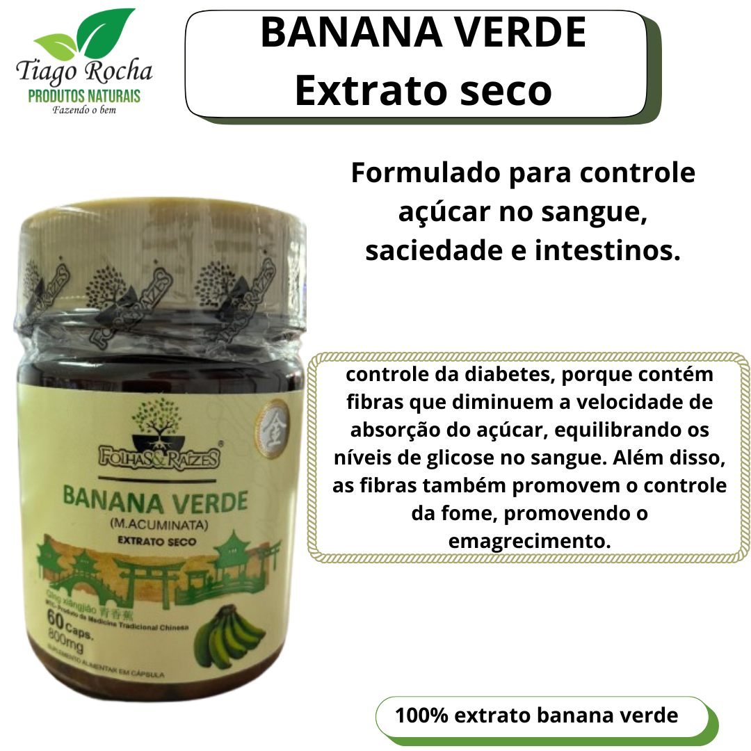 Extrato seco Banana verde 60 cápsulas 800mg